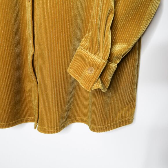 Soft Surroundings Velvet Button Up Size XL‎ Boyfriend Shirt Mustard Yellow Gold - Picture 6 of 6